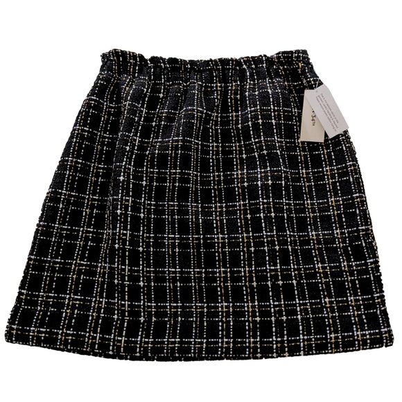 On 34th Dresses & Skirts - On 34th Midi Skirt Womens M Tweed Plaid Black Neutral Old Money Twee Preppy NWT
